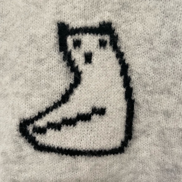 LOFT Polar Bear Pullover Sweater Silver Frost Heather XS Wool Blend - Picture 3 of 7